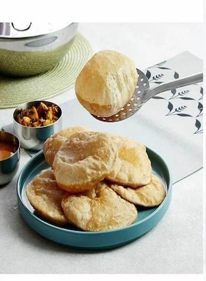 Kanshita's Rasoiware ملعقة قلي عميقة من كانشيتا راسويواري - ملعقة ستانلس ستيل 32 سم للبوري والباكورا - Image 4